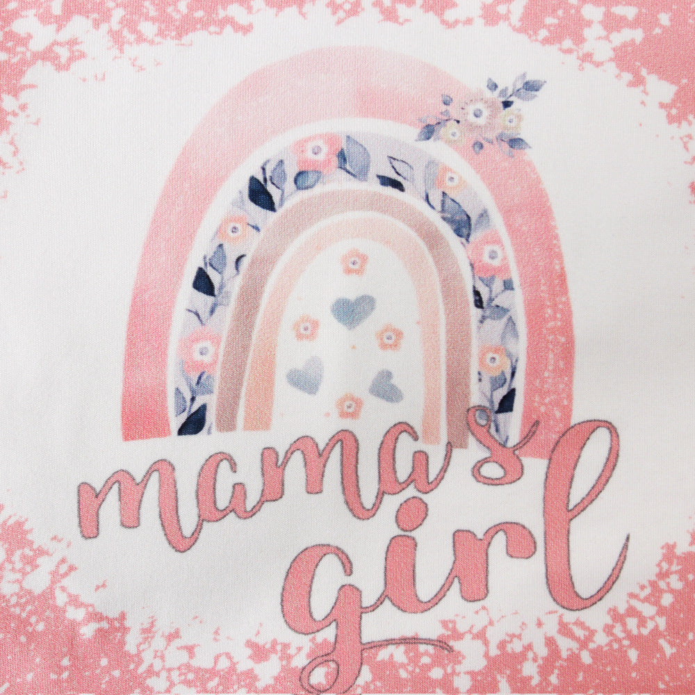 Wholesale Children's Rainbow Print Short Sleeve Bell Bottoms Two Piece Children's Clothing Set